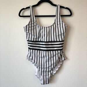ASOS Black White Striped One Piece Swimsuit Size 8